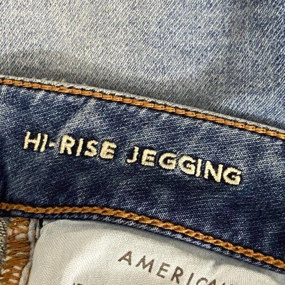 American Eagle Jeans Womens Jegging Next Level Stretch Whiskered Destroyed 6 Reg - Picture 8 of 10